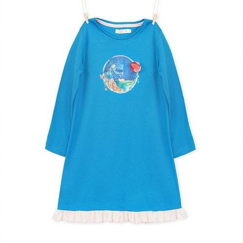Vestido infantil de algodón orgánico con estampado y volante