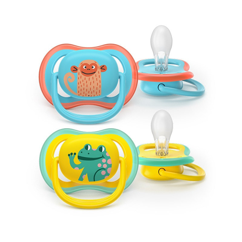 Philips Avent Ultra Air Chupeta Macaco e Sapo 18M+ | 2 Chupetas Silicone