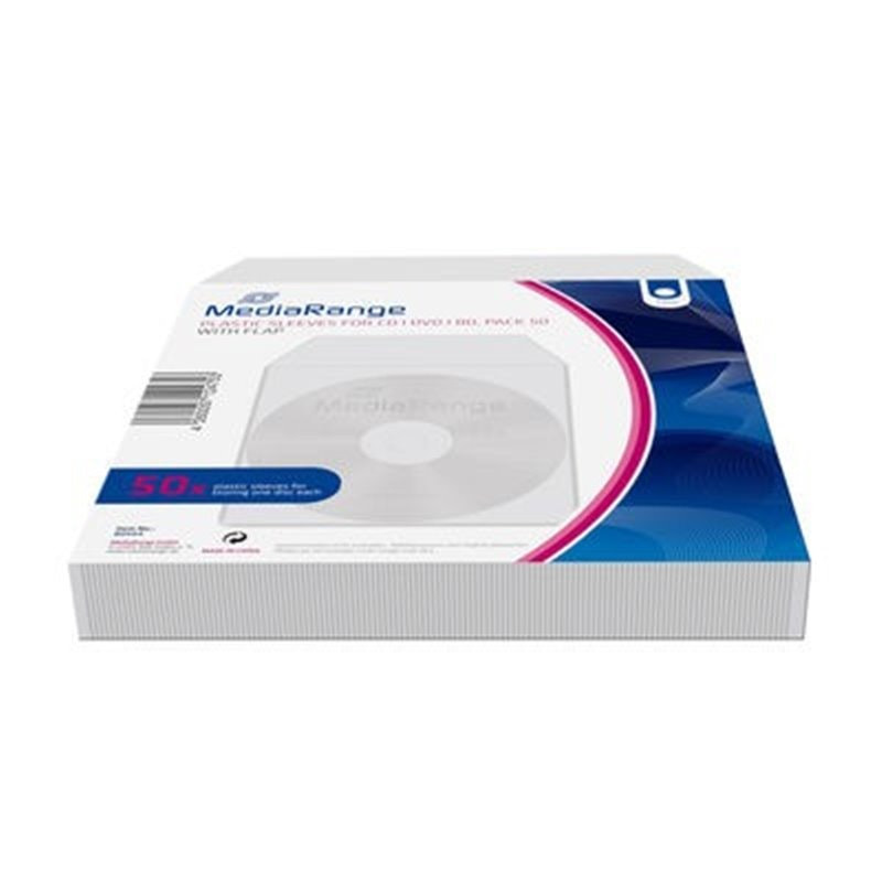 Bolsas CD/DVD Plástico MediaRange, 1 Disco - Pack 50 unidades