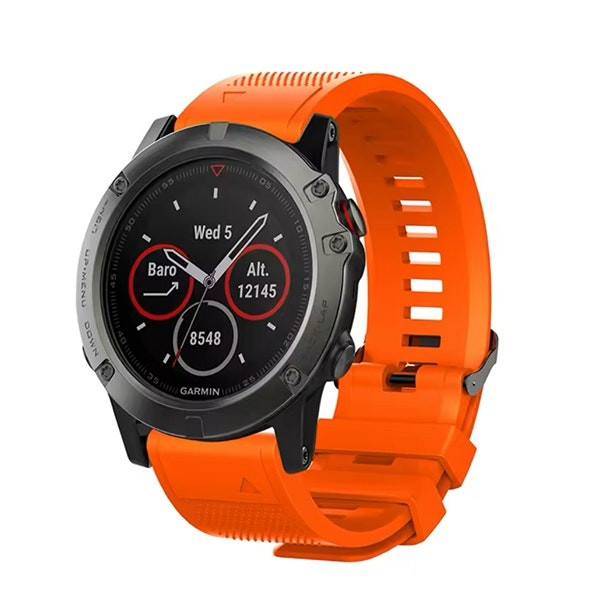 Silicone Strap for Garmin Fenix 8 Sapphire Solar - Smooth - Orange