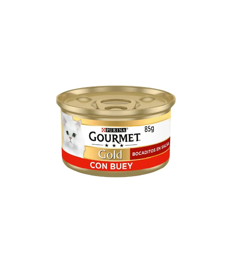 Gourmet Gold Pedazos de Vaca en Salsa Alimento Húmedo para Gato 85 g