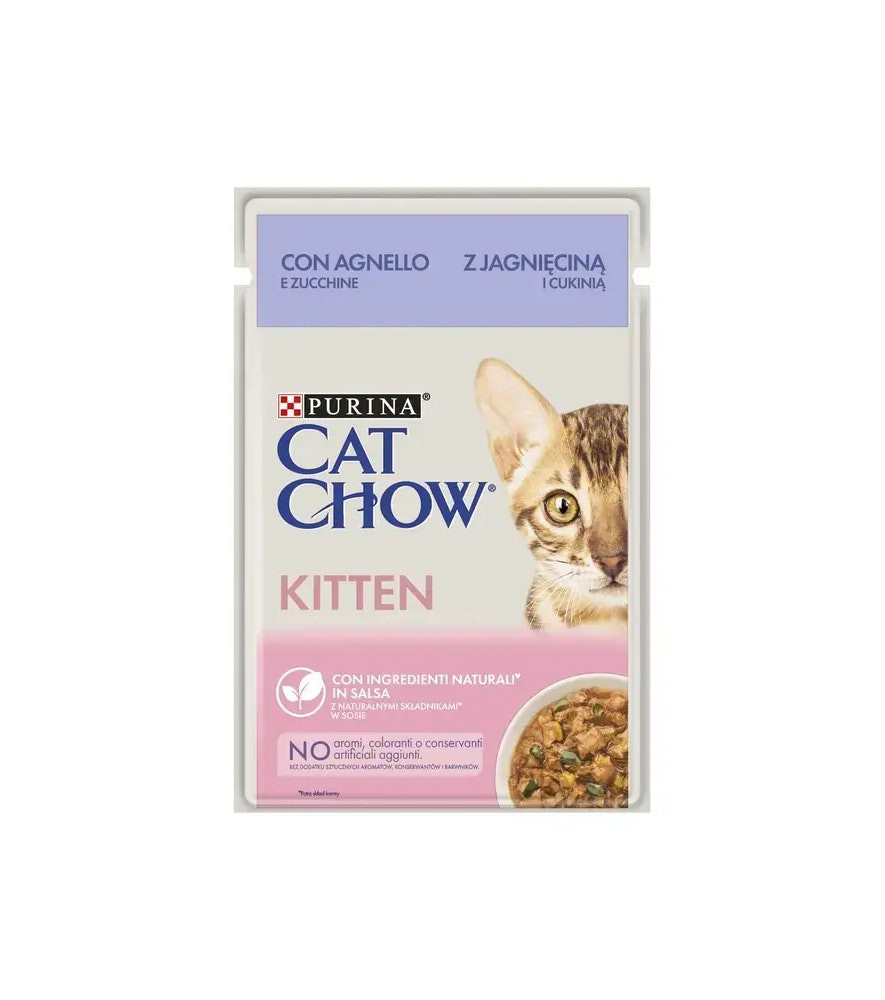 Alimento húmedo para gatitos sabor cordero en salsa