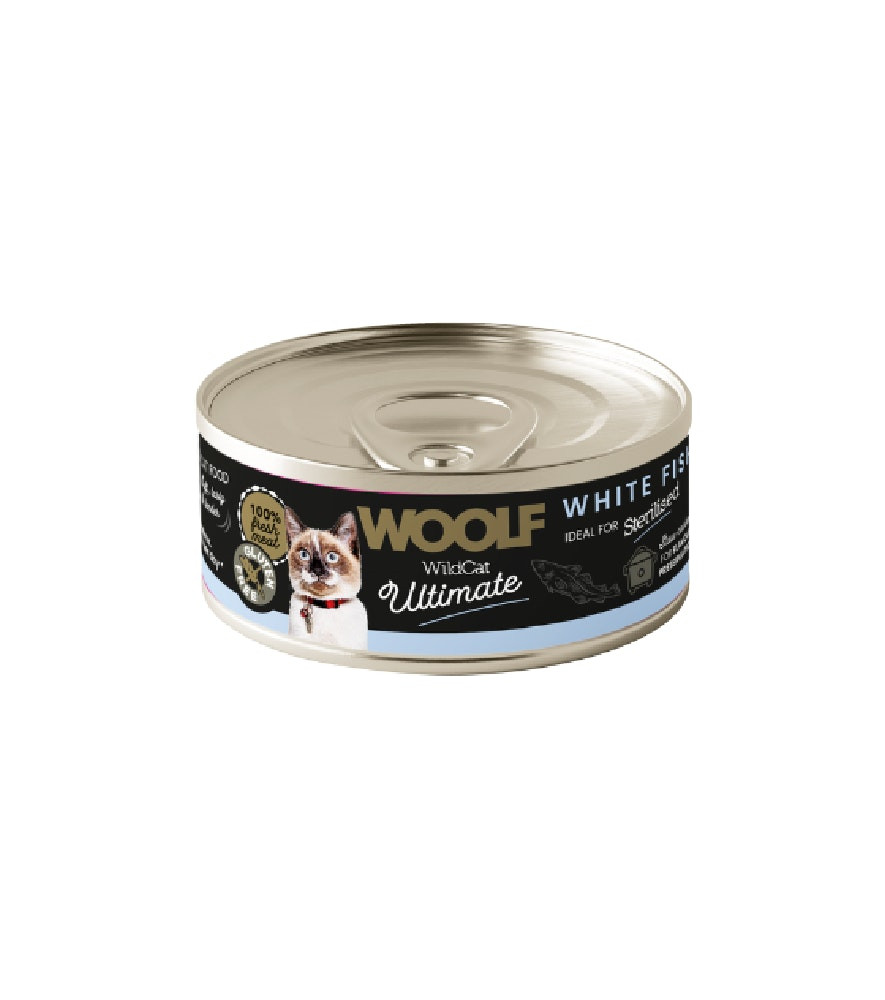 Alimento húmedo esterilizado pescado blanco para gato 85g