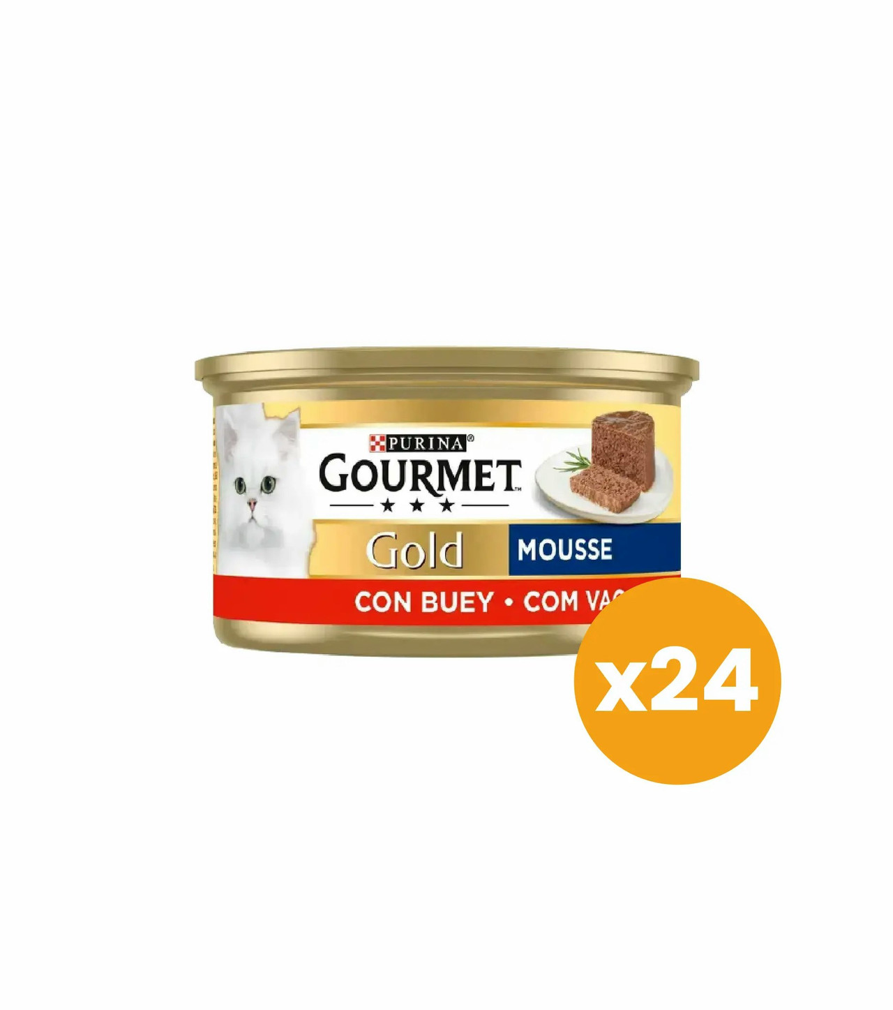 Gourmet Gold Mousse húmeda para gato sabor vaca 24 x 85 g