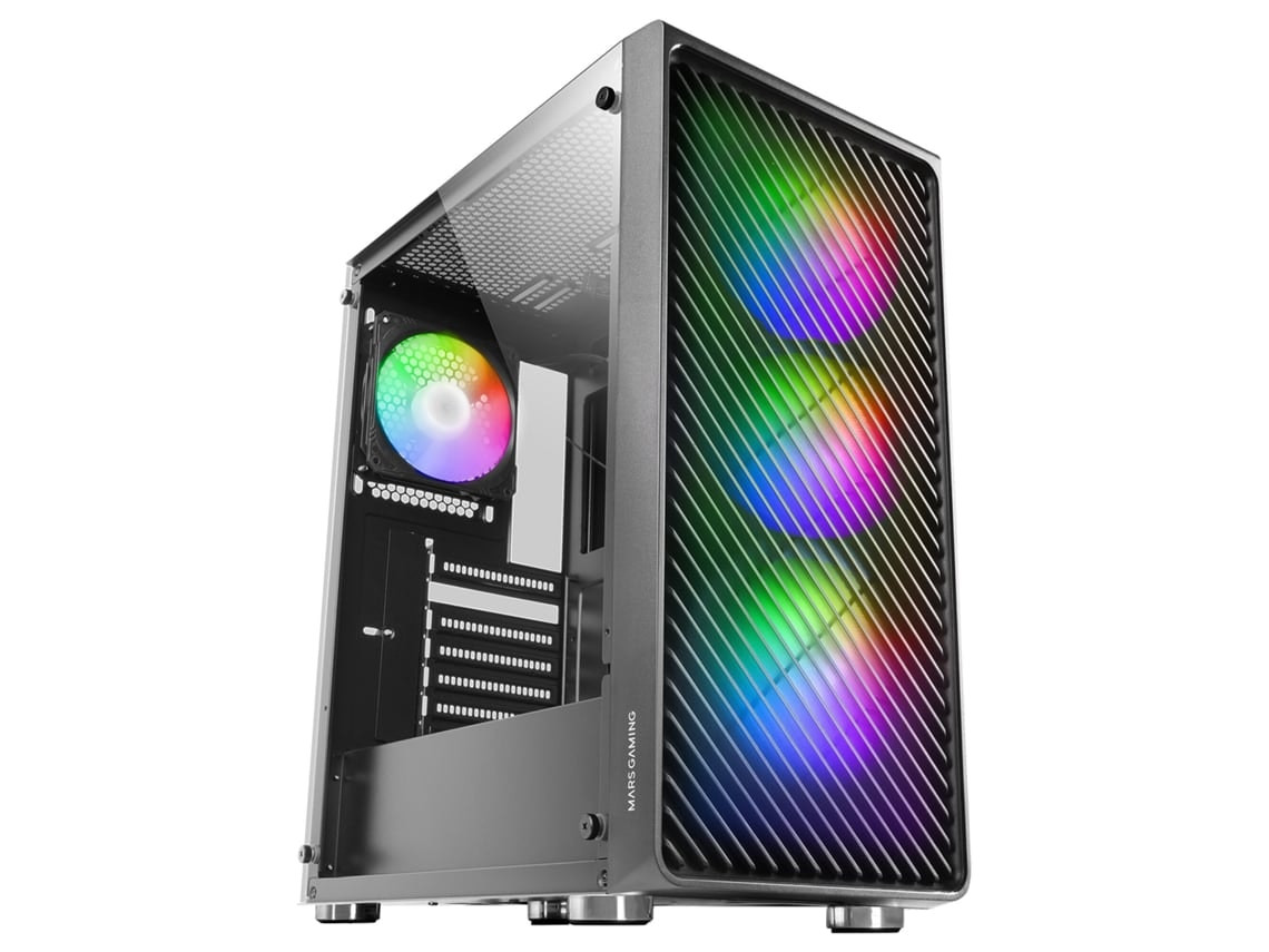 Caja PC ATX MC-F con cristal templado y 4 ventiladores ARGB