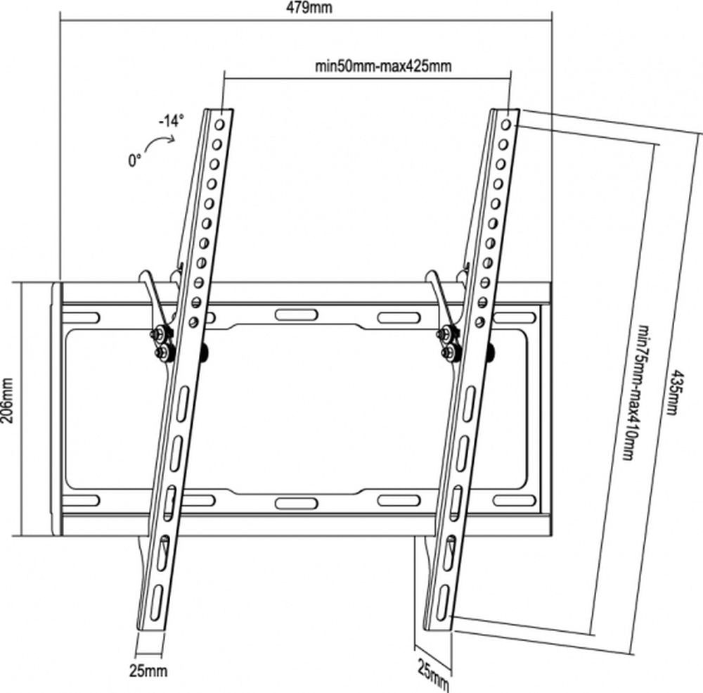 Soporte de pared para TV LCD ajustable 32–55''