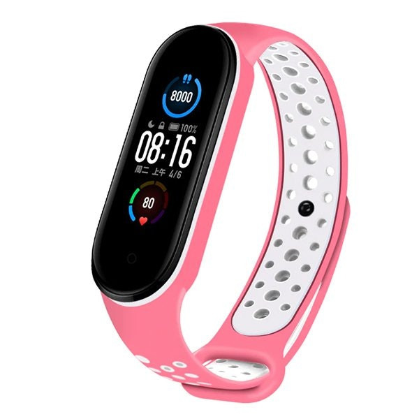 Correa SportyStyle compatible con Xiaomi Mi Band 3 - Rosa/Blanco