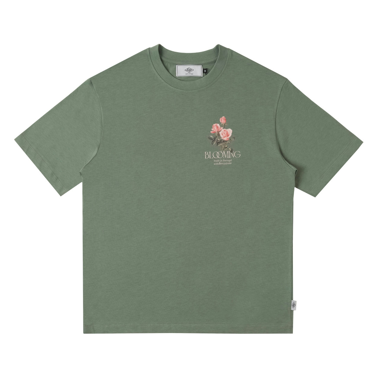 Camiseta Blooming con cuello redondo y estampado contrastado