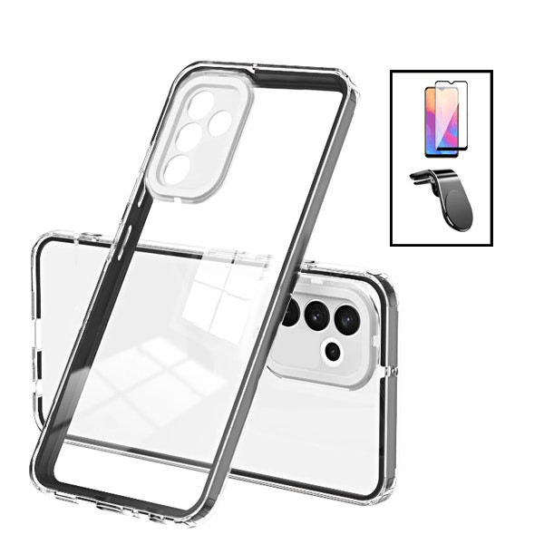 Kit Capa 360 Airbag Anti-Drop Camera Protection + Suporte L Safe Driving + 5D Full Cover para Samsung Galaxy A13 5G - Transparente