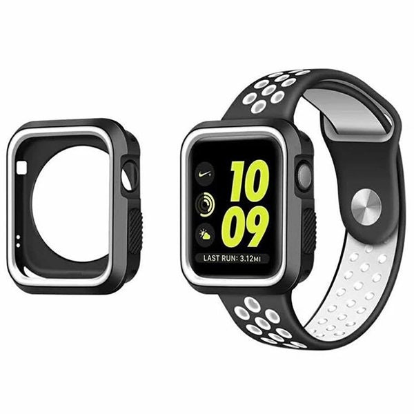 Protective case and sport strap compatible with Apple Watch SE 40 mm