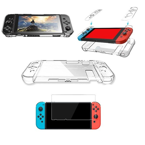 Funda 360 CrystalCase transparente con cristal Full Cover para Nintendo Switch Fortnite