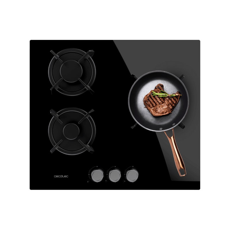 Placa Gas Cecotec Bolero Squad G 3200S Glass Black 58x51cm