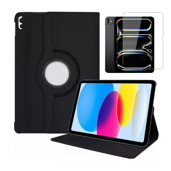 360° Rotating Case and Full Cover Tempered Glass for iPad Pro 11 (2024)