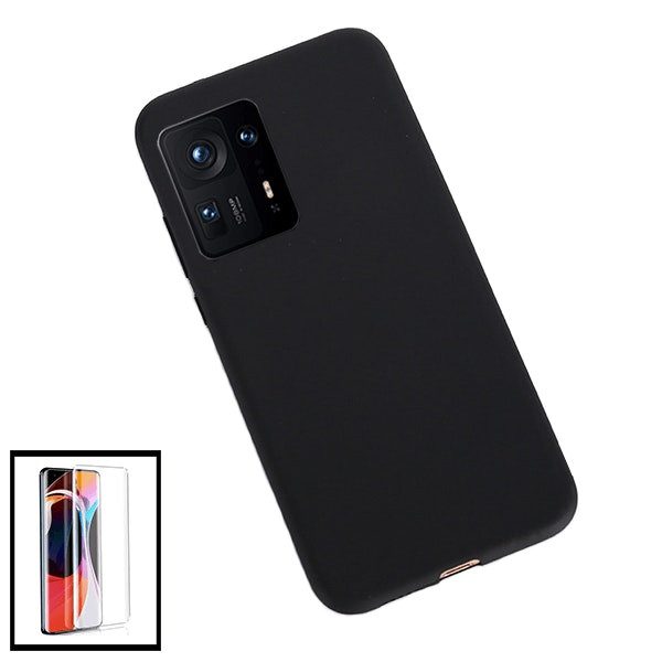 Protector vidrio curvado full cover y funda silicona líquida para Xiaomi Mix 4