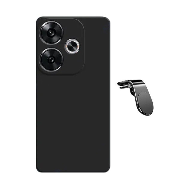 Magnetic car mount and liquid silicone case for Poco F6