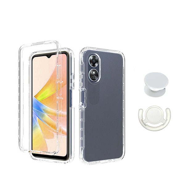 Funda 360º con GripHolder y Soporte para Oppo A58 4G Transparente/Blanco
