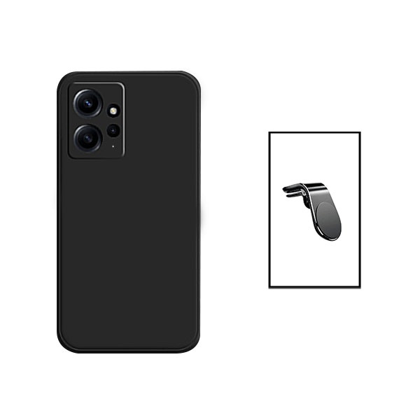 Soporte magnético y funda de silicona líquida para Xiaomi Redmi Note 12 4G - Negro