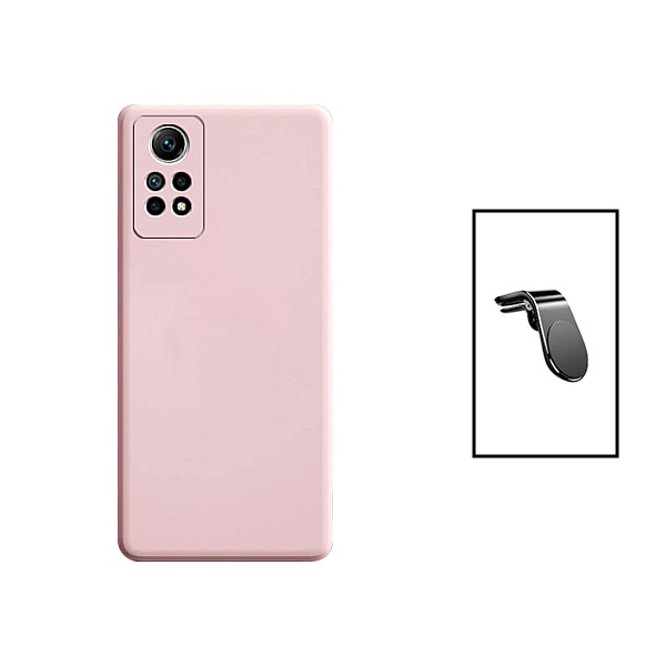 Soporte magnético y funda de silicona líquida para Xiaomi Redmi Note 12 Pro - Rosa