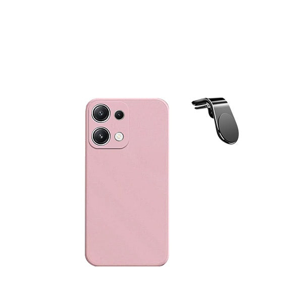 Soporte magnético de coche y funda de silicona para Redmi Note 13 - Rosa