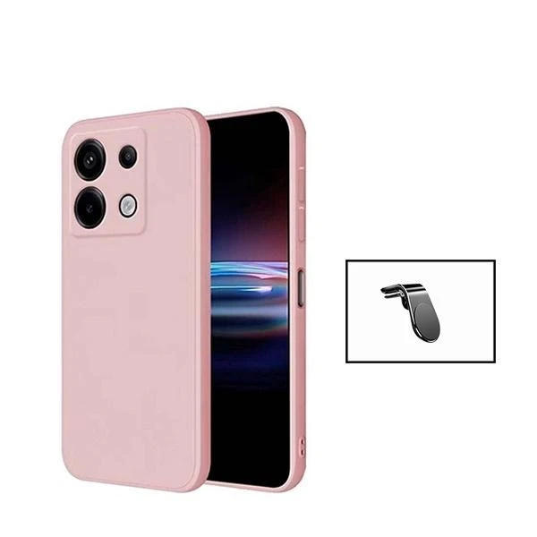 Kit Soporte Magnético y Funda de Silicona Líquida para Redmi Note 13 Pro 4G - Rosa