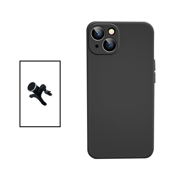 Kit soporte magnético de coche y funda de silicona líquida para iPhone 14
