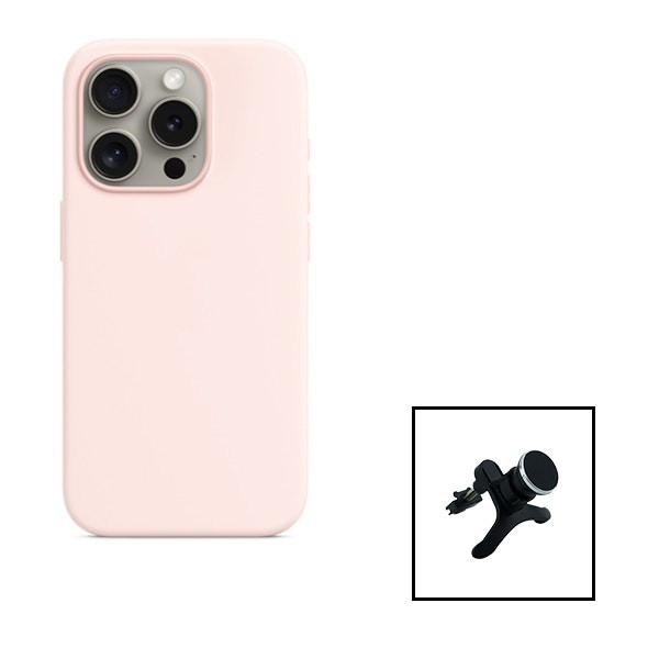 Funda de Silicona Líquida y Soporte Magnético para iPhone 15 Pro