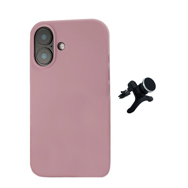Kit soporte magnético de coche con funda de silicona líquida para iPhone 16