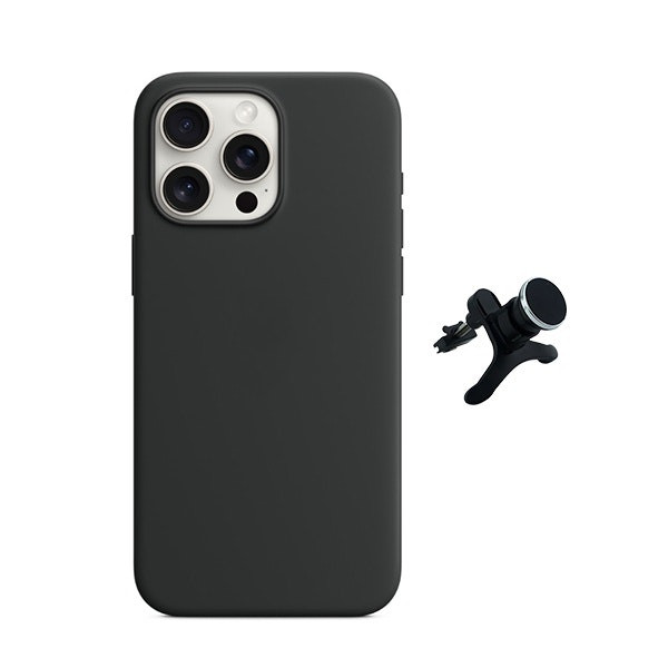 Liquid Silicone Case and Reinforced Magnetic Car Mount for iPhone 16 Pro Max