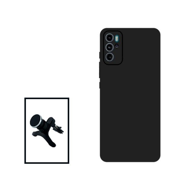 Funda de Silicona Líquida para Motorola Moto G60S con Soporte Magnético de Coche