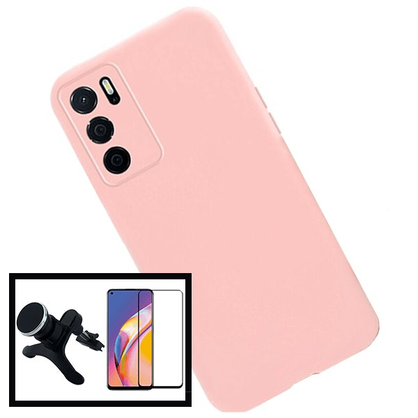 Funda de Silicona Líquida y Soporte Magnético de Coche para Oppo A16s