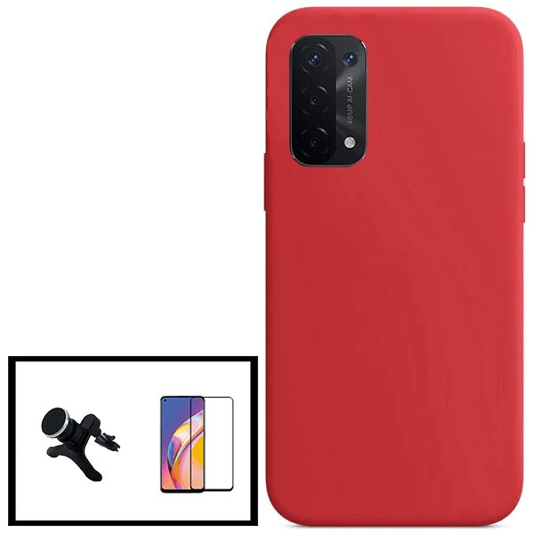 Funda de silicona líquida para Oppo A16S y soporte magnético de coche