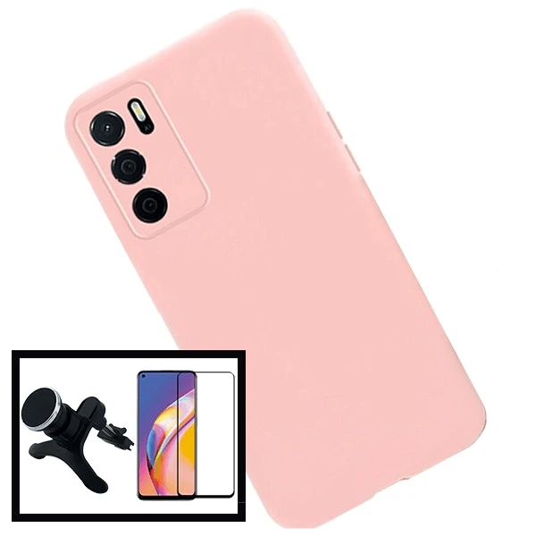 Kit soporte magnético de coche y funda silicona líquida para Oppo A54s