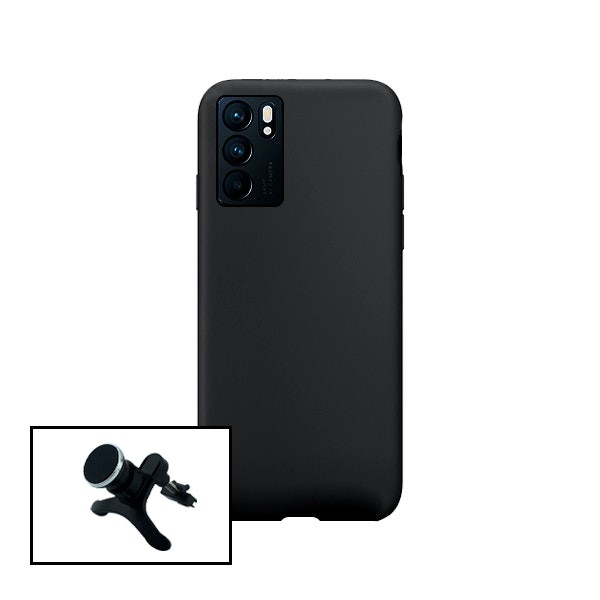 Funda de Silicona Líquida y Soporte Magnético para Oppo Reno6 Pro 5G