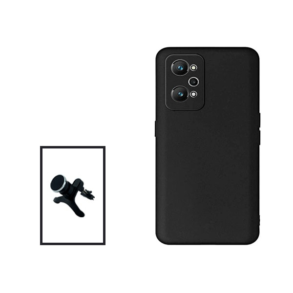 Soporte magnético de coche y funda de silicona líquida para Realme GT Neo2