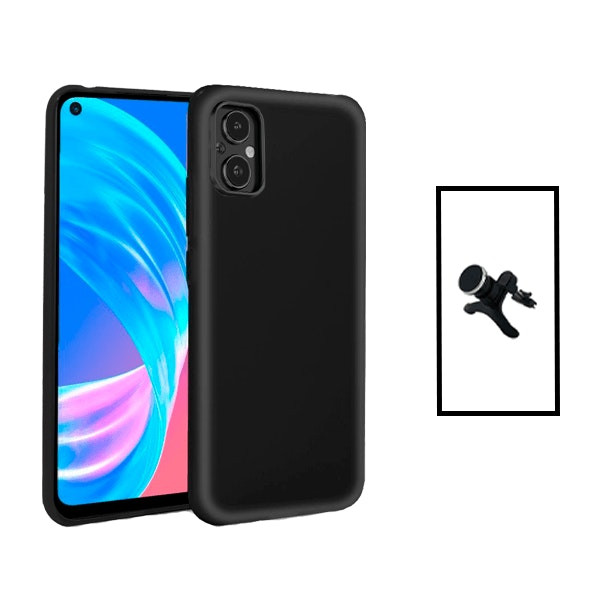 Kit soporte magnético de coche con funda de silicona líquida para Oppo Reno8 Lite
