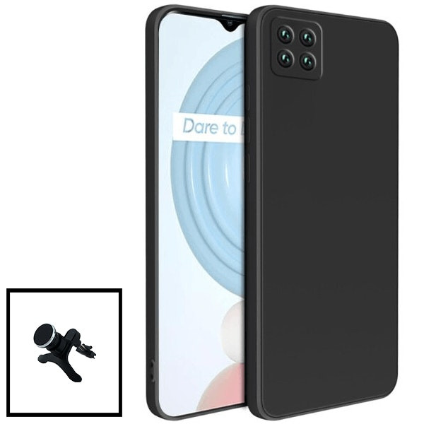 Kit soporte magnético y funda de silicona para Realme C11 2021 - Negro