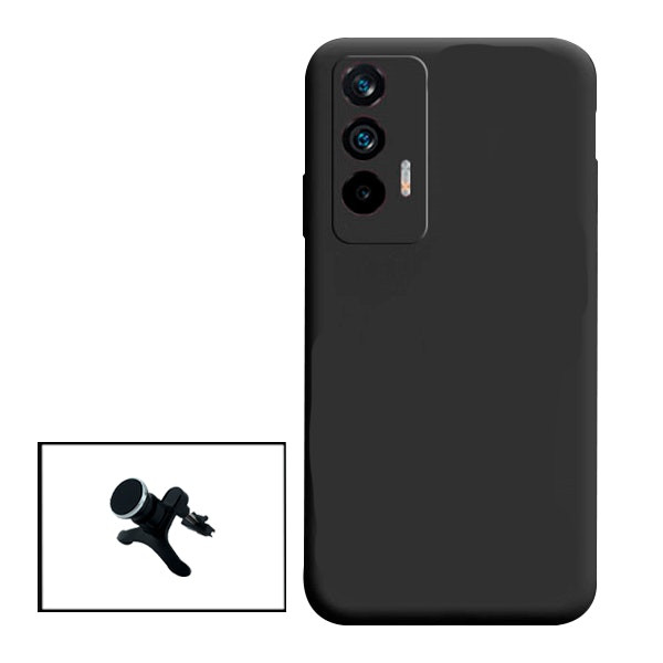 Funda de Silicona Líquida y Protector de Cristal con Soporte Magnético para Realme GT Neo
