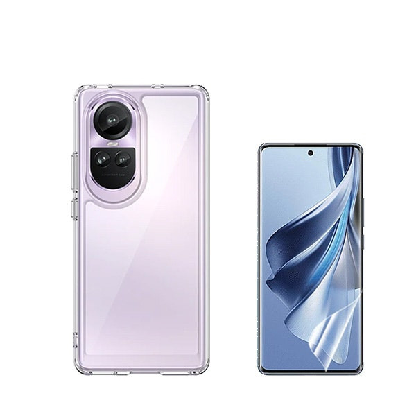 Kit Capa SuperProtect Anti-Shock + Pelicula Hydrogel Frente para Oppo Reno10 Pro - Transparente