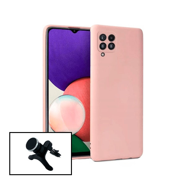 Soporte magnético de coche y funda de silicona líquida para Galaxy M22