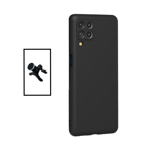 Kit soporte magnético de coche y funda de silicona líquida para Galaxy M33 5G - Negro