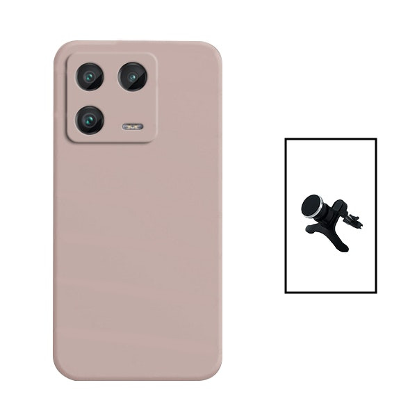 Funda de silicona líquida y soporte magnético para Xiaomi 13 - Rosa