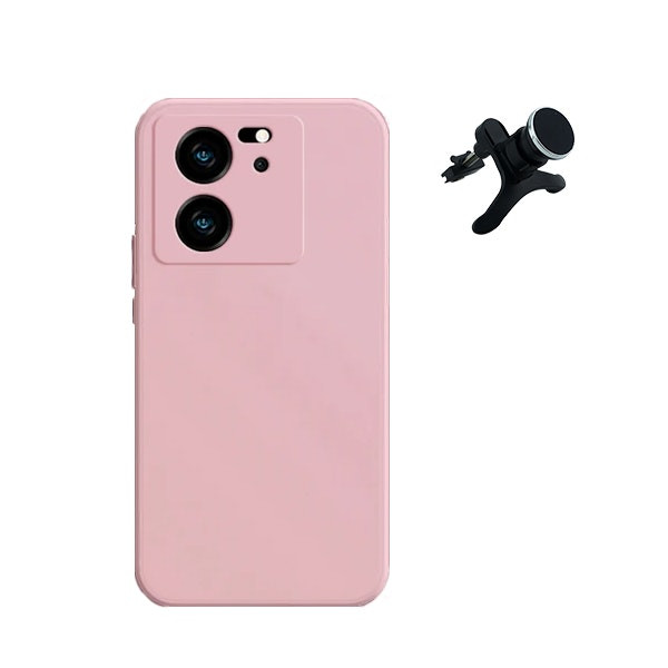 Funda de silicona líquida y soporte magnético para Xiaomi 13T Pro - Rosa