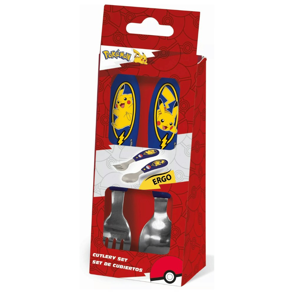 Ergonomic Pokemon cutlery set - fork and spoon, stainless steel and plastic