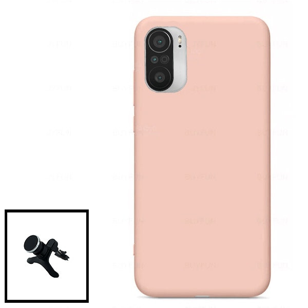Funda de silicona líquida y soporte magnético para coche Xiaomi Poco F3