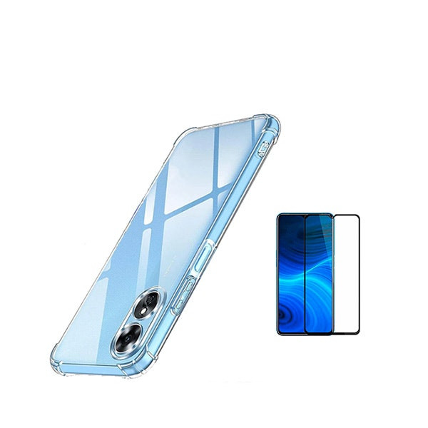 Funda anti-impactos transparente y cristal Full Cover para Oppo A17