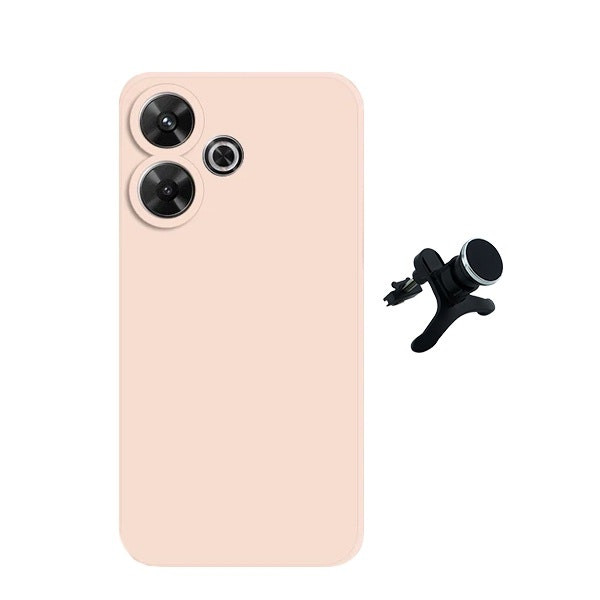 Funda de Silicona Líquida y Soporte Magnético Reforzado para Xiaomi Redmi 13 5G - Rosa
