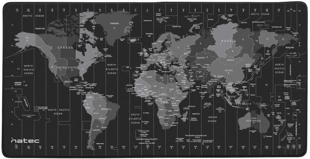 Alfombrilla Time Zone Map Maxi negra/gris