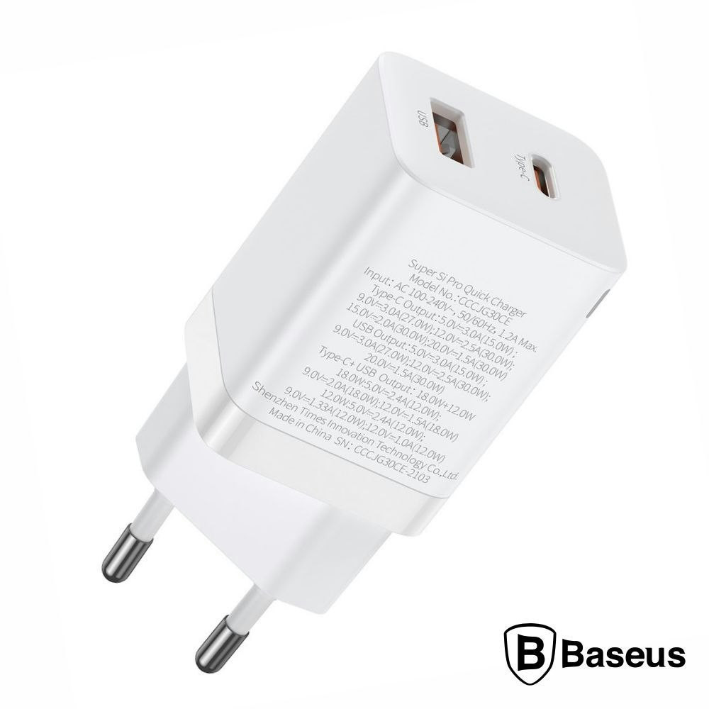Cargador USB-C y USB-A 30W PD QC 3.0