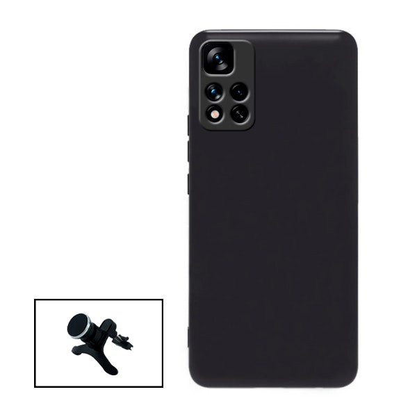 Kit Suporte Magnético Reforçado de Carro + Capa Silicone Líquido para Xiaomi Redmi Note 11 Pro+