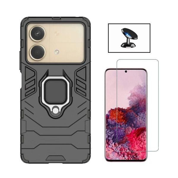 Vidrio templado, funda Military Defender y soporte magnético para Xiaomi Poco X6 Neo - Negro